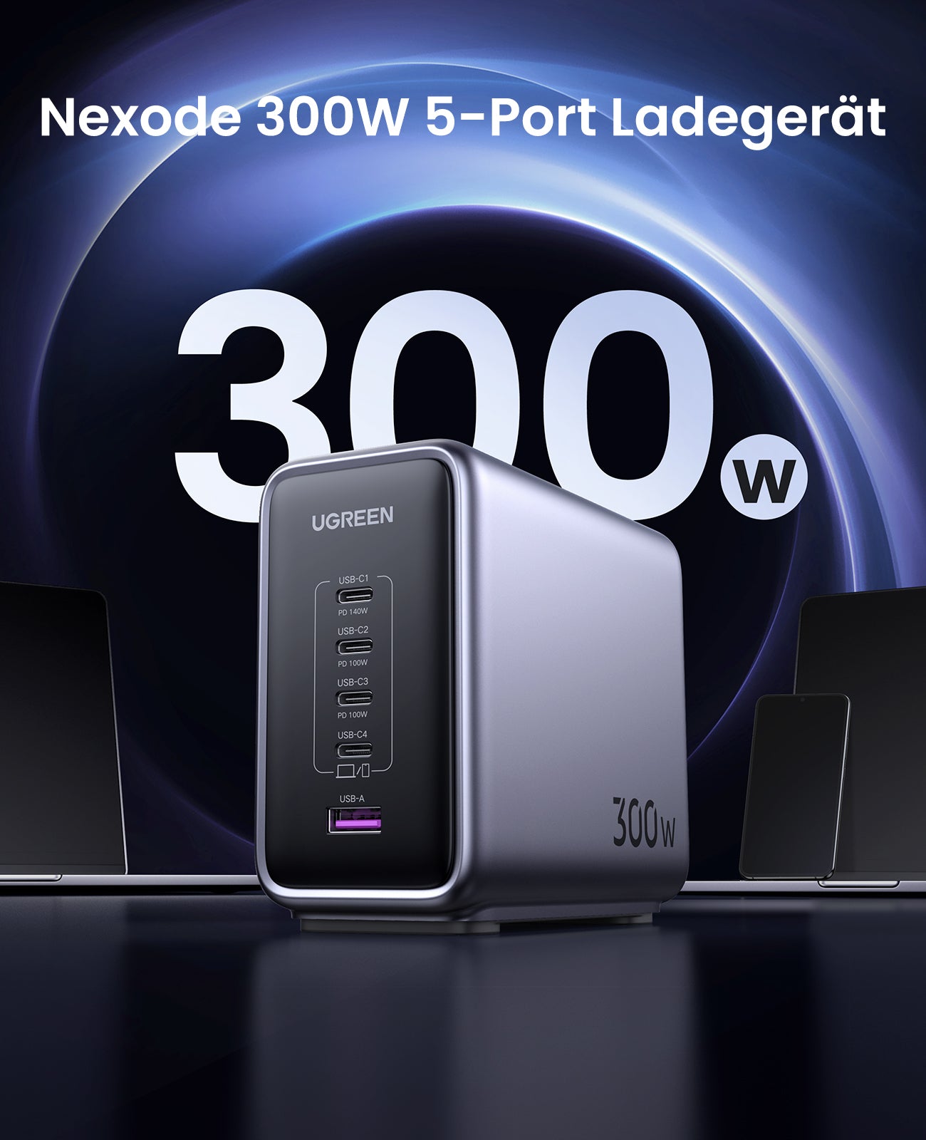 Ugreen Nexode 300W 5-Ports PD GaN Schnellladegerät