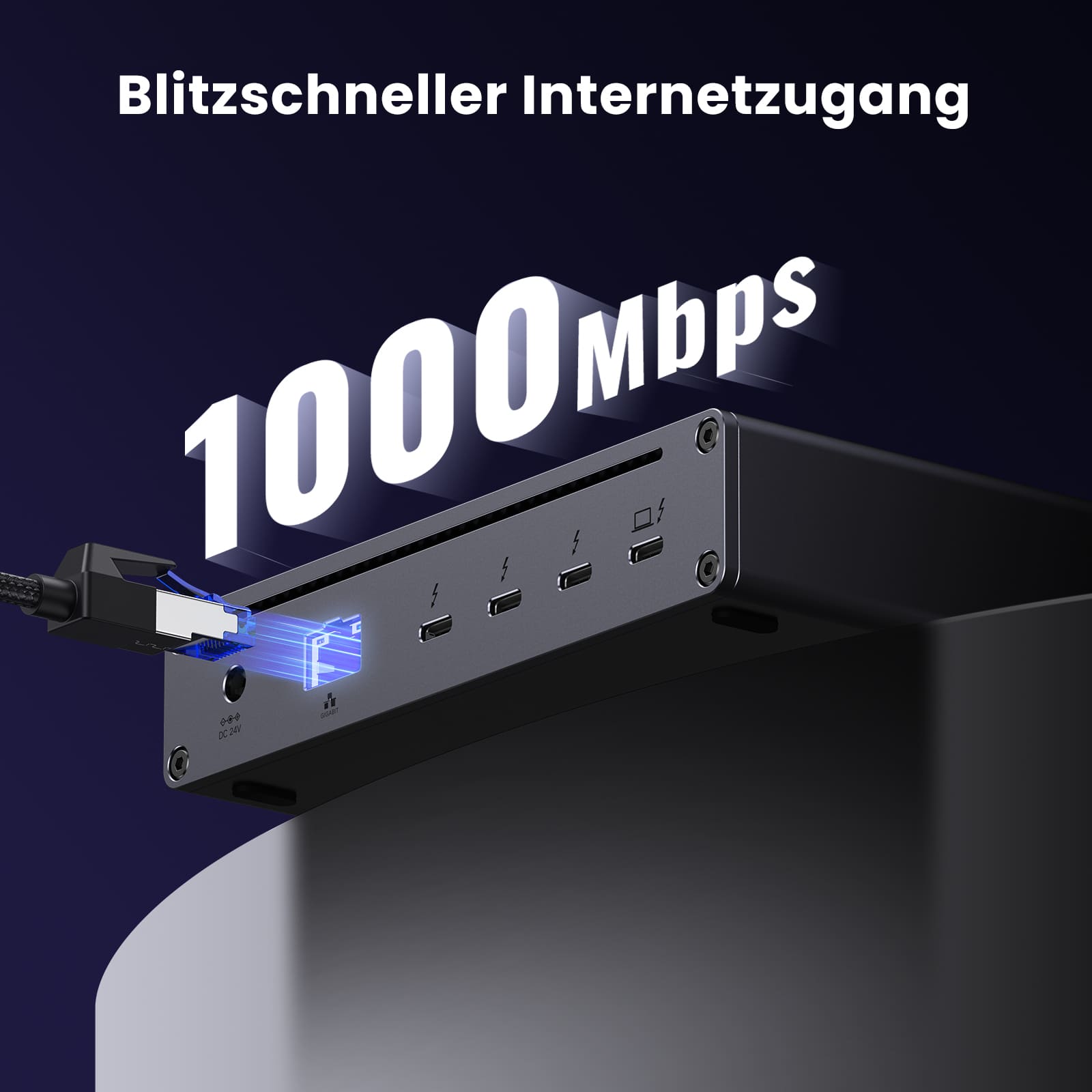 Die UGREEN Revodok Max 208 Dockingstation (Thunderbolt 4) dient als usb hub mit stabilem 1000-Mbps-Ethernet für schnelle kabelgebundene Internetverbindungen.