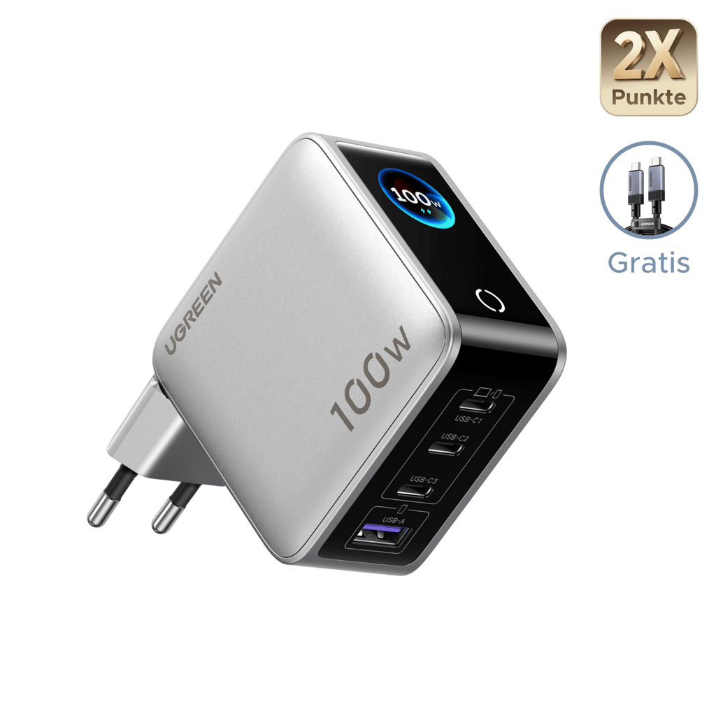 [NEU] UGREEN Nexode Pro 100 W Ladegerät (4-in-1, Smart Display, GaN) - Ladegerät