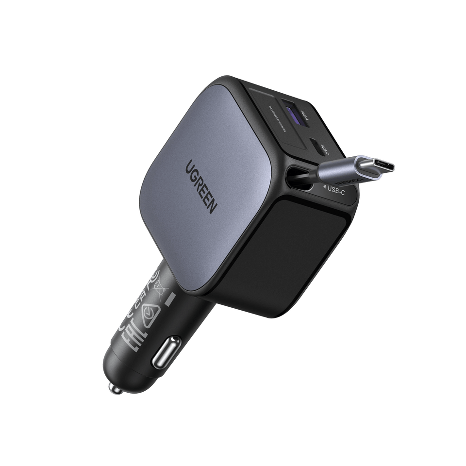 UGREEN Nexode Autoladegerät (60W mit ausziehbarem USB-C-Kabel)