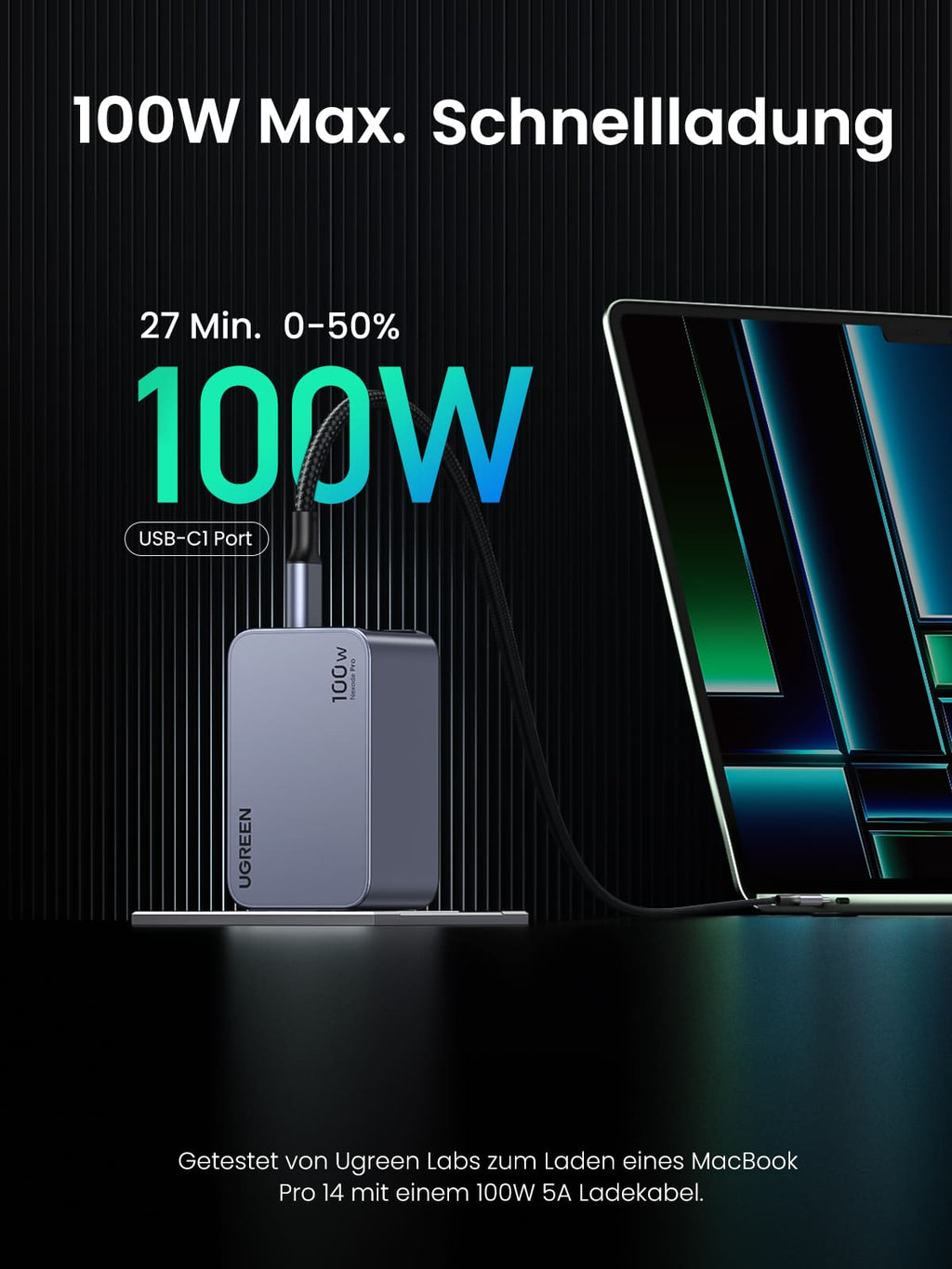 Nexode Pro 100W USB C Ladegerät 3-Ports Mini GaN Schnellladegerat