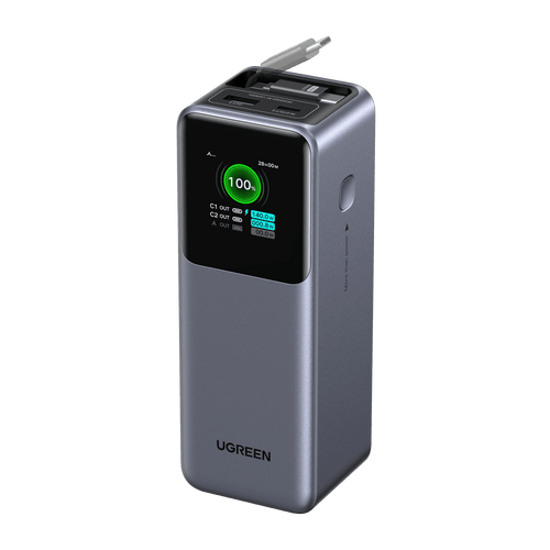 UGREEN Nexode Powerbank 20000mAh 165W mit ausziehbarem USB - C - Kabel - 