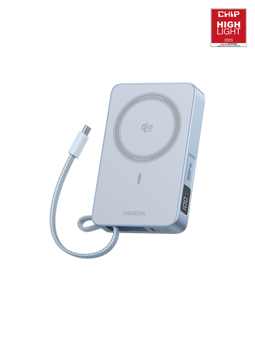 UGREEN MagFlow Magnetische Kabellose Powerbank (10000mAh, Qi2 25W, MagSafe - kompatibel) - Powerbank