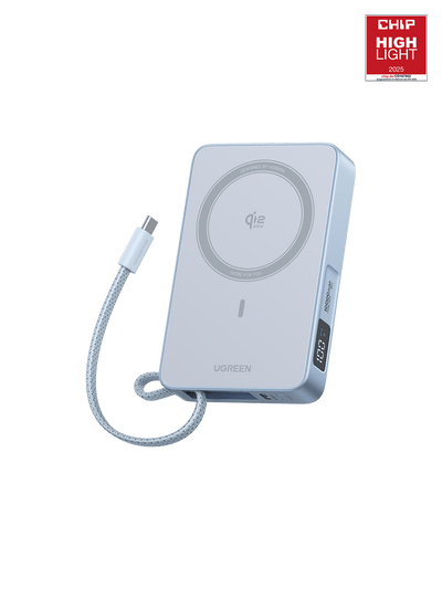 UGREEN MagFlow Magnetische Kabellose Powerbank (10000mAh, Qi2 25W, MagSafe-kompatibel)
