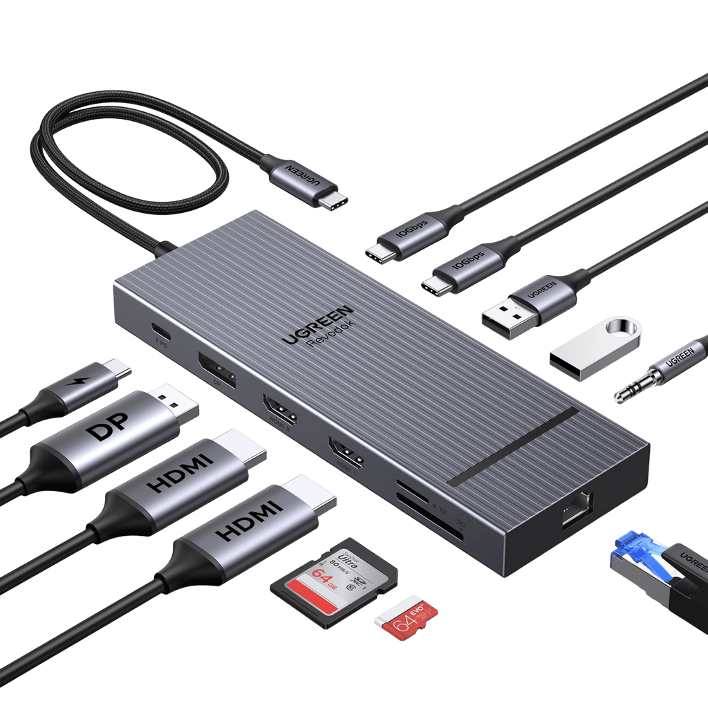 UGREEN Revodok Pro Dockingstation (12-in-1, Triple Display 4K@60Hz, 100W)