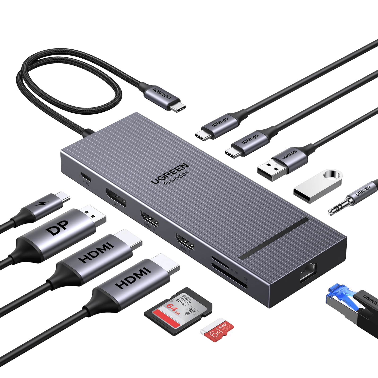UGREEN Revodok Pro Dockingstation (12-in-1, Triple Display 4K@60Hz, 100W)