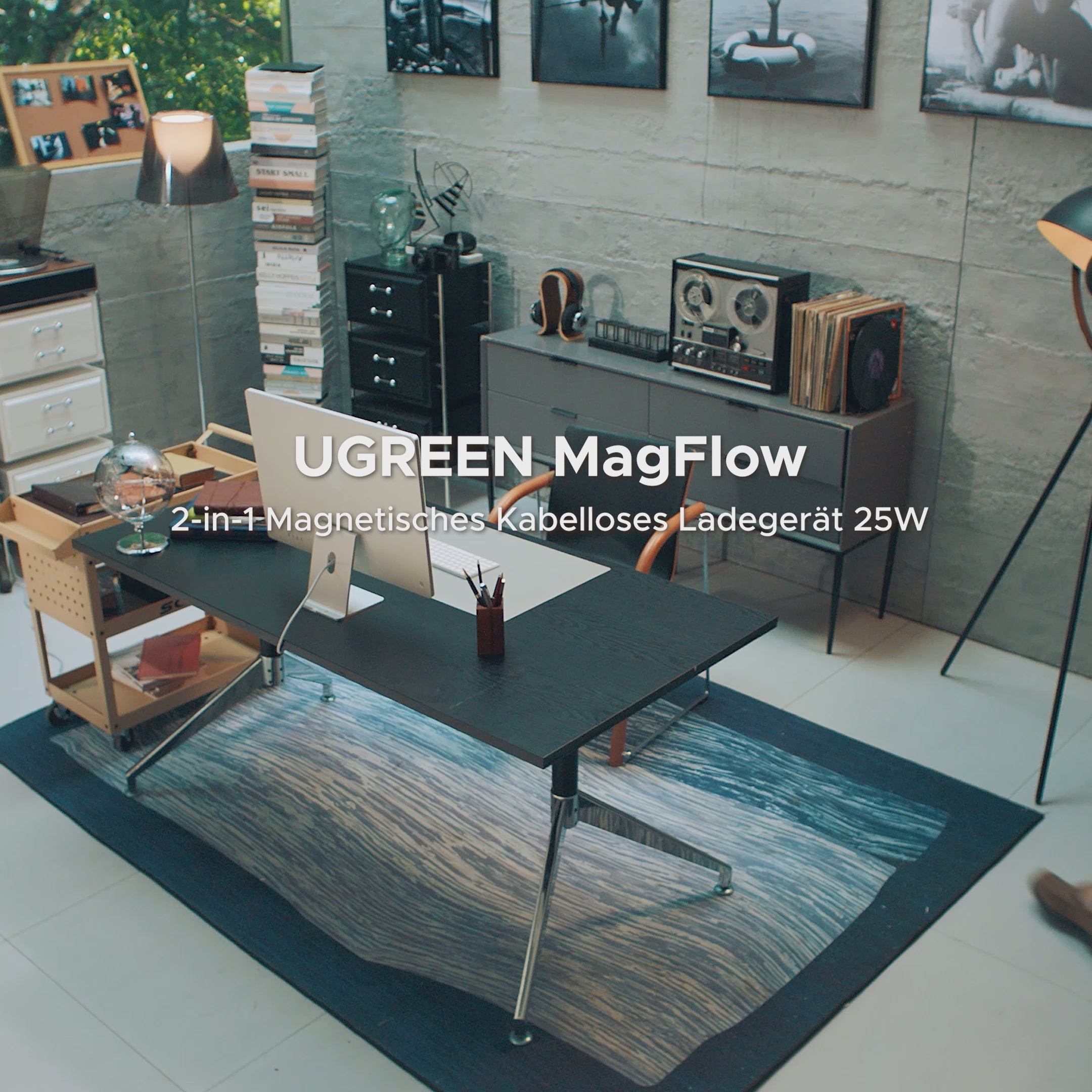 UGREEN MagFlow 2 - in - 1 Magnetisches Kabelloses Ladegerät 25W (MagSafe kompatibel) - Ladegerät