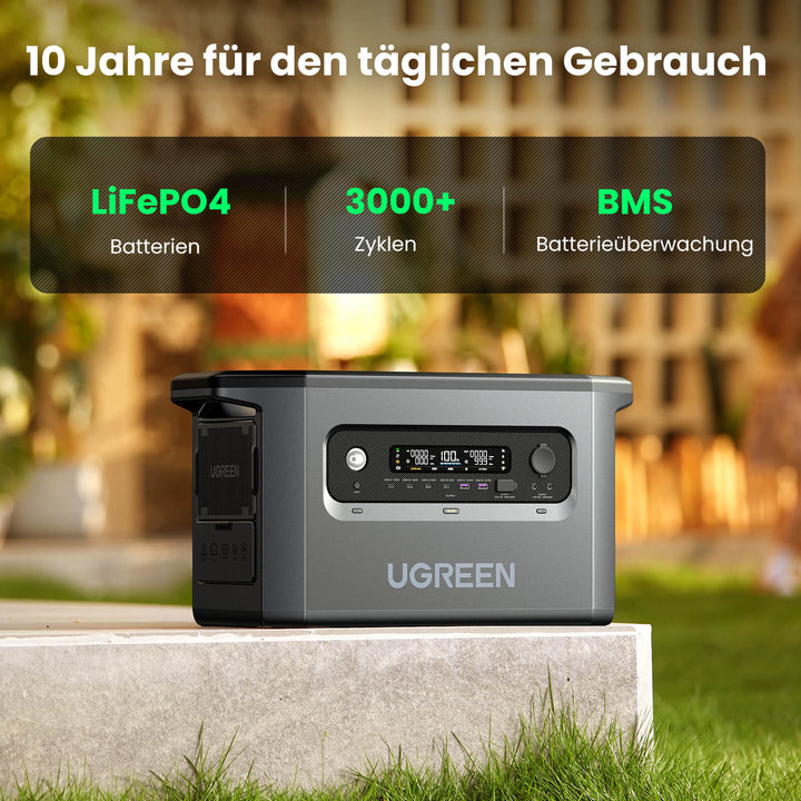 UGREEN Tragbare Powerstation Solargenerator LiFePO4-Batterie | 2300W 2048 Wh