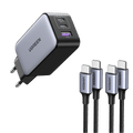 UGREEN 65W USB-C GaN Ladegerät + 60W USB-C Ladekabel*2