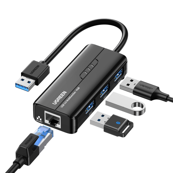 UGREEN USB 3.0 Hub Ethernet Adapter Gigabit mit 3 USB 3.0 Ports und RJ45 LAN