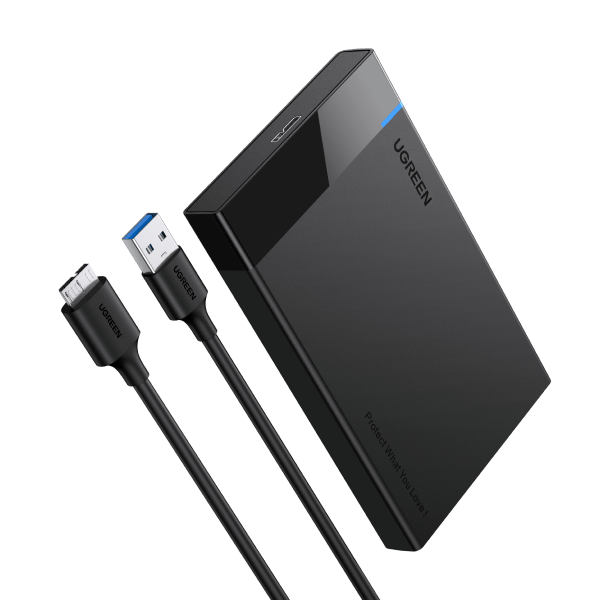 UGREEN Festplattengehäuse 2,5 Zoll USB 3.0 SATA Gehäuse mit USB 3.0 Kabel, werkzeugfreie Montage