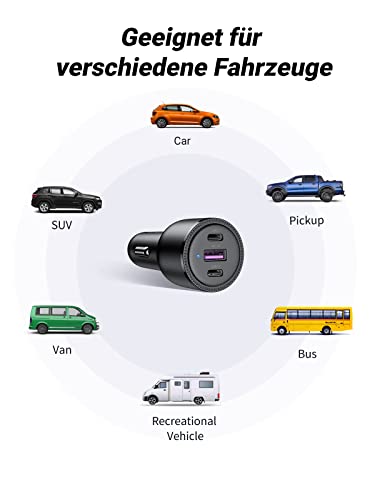 UGREEN Zigarettenanzünder USB C 69W Autoladegerät Zigarettenanzünder PD KFZ Ladegerät USB C