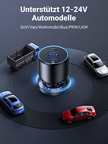 UGREEN Zigarettenanzünder USB C 130W USB C Autoladegerät 3-Port KFZ Ladegerät