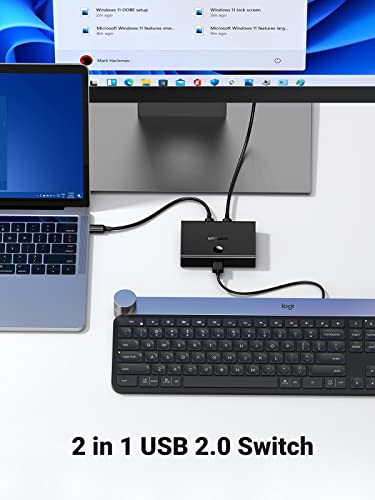 UGREEN USB Switch 2PC auf 1 USB Gerät USB Drucker Umschalter mit 2 USB A auf USB B Kabel