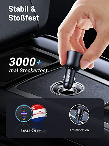 UGREEN Zigarettenanzünder USB C 130W USB C Autoladegerät 3-Port KFZ Ladegerät