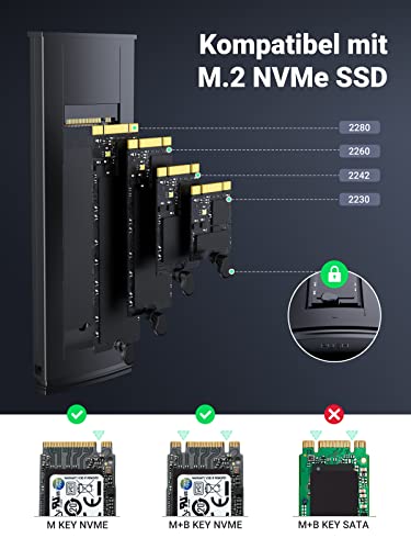 UGREEN NVMe M.2 Gehäuse USB 3.2 NVMe SSD Gehäuse-Adapter