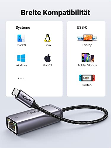 UGREEN USB C Ethernet Adapter Gigabit LAN Adapter 1000Mbps
