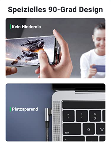 UGREEN 100W USB C auf USB C Kabel Winkel PD 3.0 QC 4.0+ USB-C Ladekabel 90 Grad