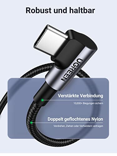UGREEN 100W USB C auf USB C Kabel Winkel PD 3.0 QC 4.0+ USB-C Ladekabel 90 Grad