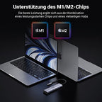 UGREEN USB-C Hub (6-in-1, 100W, 4K@60Hz) dient als docking station und unterstützt M1/M2-Chips für maximale Leistung in Kombination mit einem vielseitigen Hub.