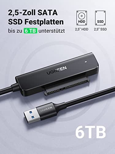 UGREEN USB 3.0 SATA Adapter für 2.5 Zoll SSD und HDD Festplatten