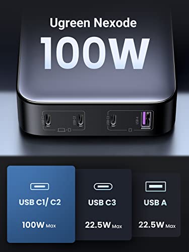 UGREEN Nexode 100W USB C Ladegerät Mehrfach USB C Netzteil 4-Port GaN Charger.