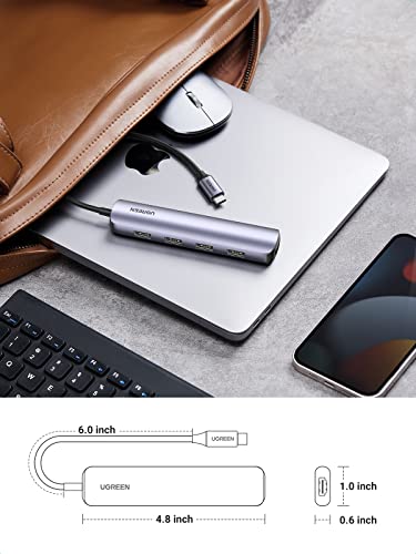 UGREEN USB-C Hub (4K@30Hz, 5Gbps, 5-in-1) zeigt sich als docking station kompakt und leicht, ideal zum Mitnehmen im Alltag oder auf Reisen.