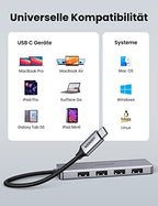 Der UGREEN USB-C Hub (4-Port, USB 3.0, OTG) wirkt als praktische dockingstation und ist mit zahlreichen Geräten wie Laptops, Tablets, Smartphones und weiteren USB-C-fähigen Geräten kompatibel.