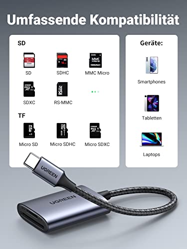 UGREEN Micro SD Card Reader Aluminium Typ C Kartenlesegerät