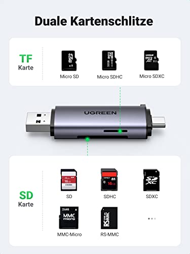 UGREEN USB 3.0 Micro SD Kartenleser OTG Aluminum