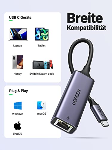 UGREEN USB C Ethernet Adapter Gigabit LAN Adapter Netzwerkadapter.