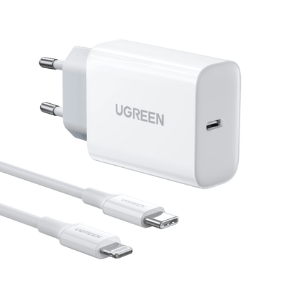UGREEN 20W USB C Ladegerät mit MFi zertifiziertem Lightning Kabel