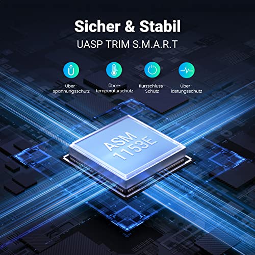 UGREEN Festplattengehäuse 2,5 Zoll USB 3.0 SATA Gehäuse mit USB 3.0 Kabel, werkzeugfreie Montage