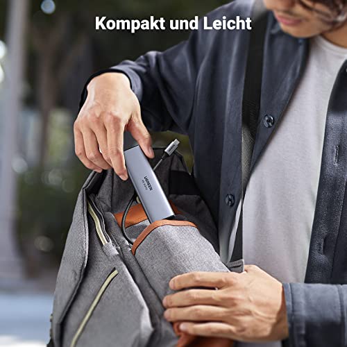 UGREEN USB-C Hub (6-in-1, 100W, 4K@60Hz) überzeugt als docking station durch sein kompaktes und leichtes Design für müheloses Mitnehmen.