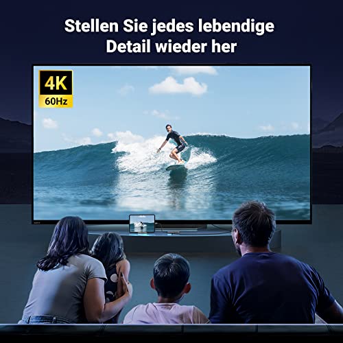 UGREEN USB-C Hub (6-in-1, 100W, 4K@60Hz) stellt als docking station jedes lebendige Detail mit gestochen scharfer 4K@60Hz-Bildqualität wieder her.