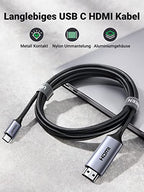 UGREEN USB C auf HDMI Kabel 4K 60Hz 2m Thunderbolt 3/USB C 3.1 HDMI Kabel UHD Geflochten-Aluminium