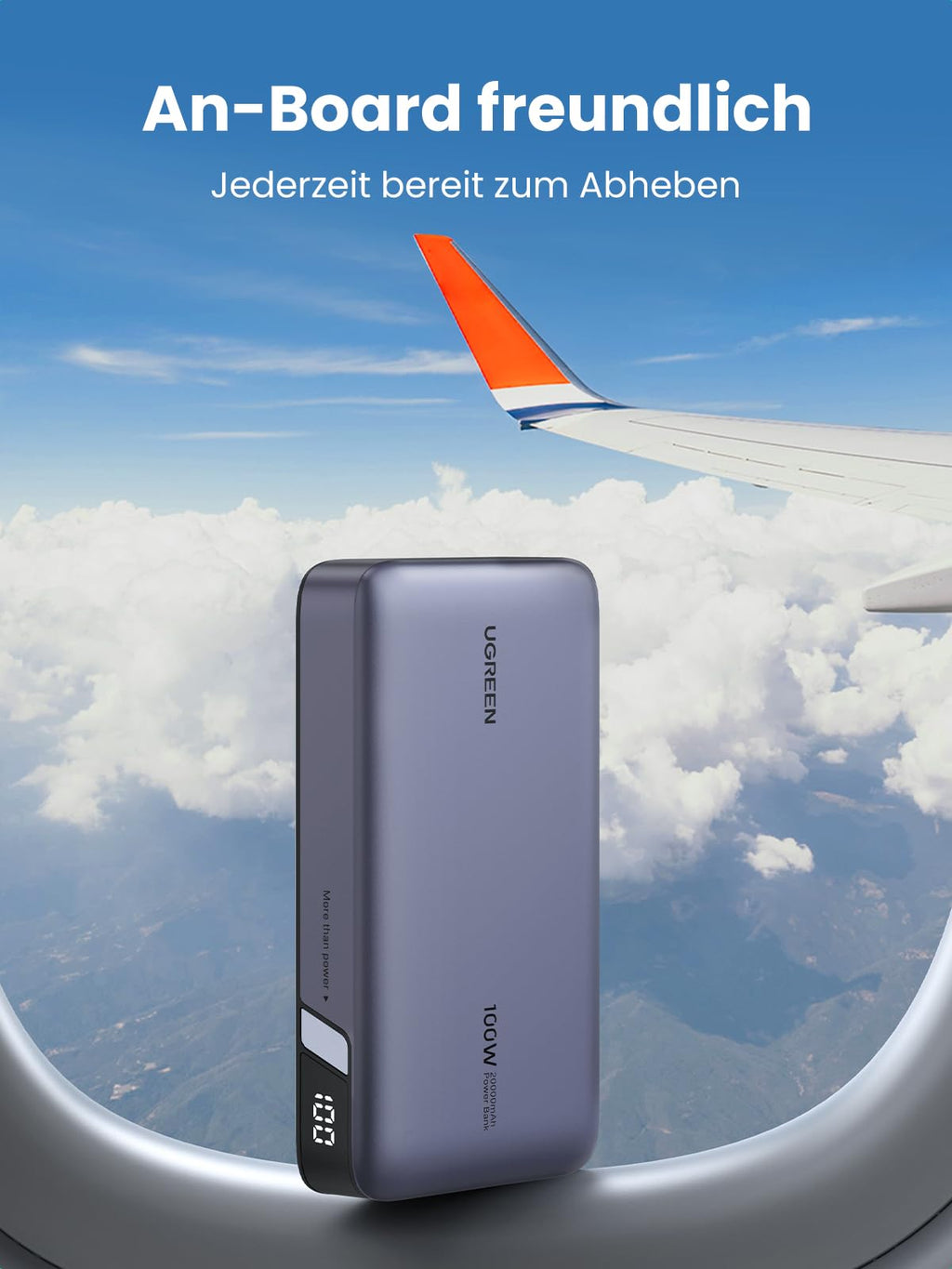 UGREEN 100W Power Bank 20000mAh Powerbank ist als powerbank an-board-freundlich und jederzeit bereit zum Abheben für den Einsatz auf Reisen.