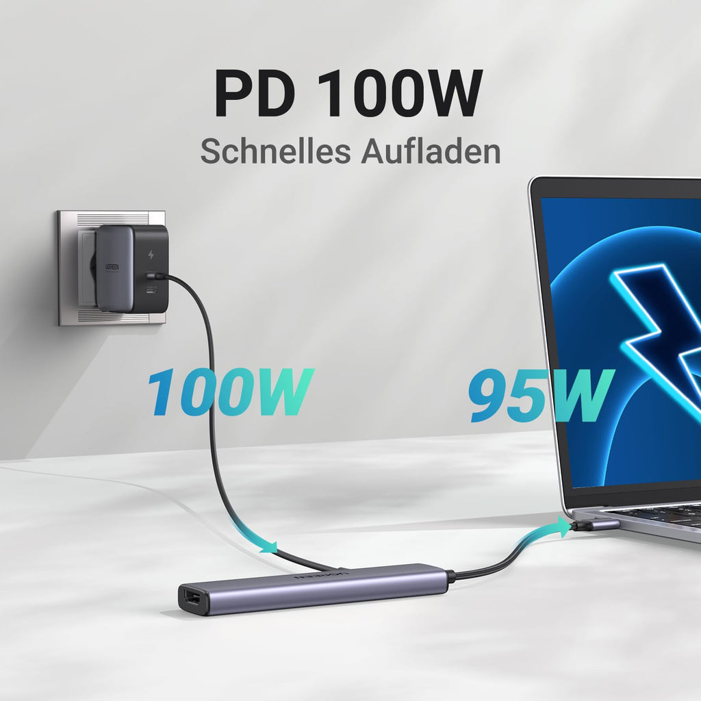UGREEN Revodok PD 100 W 4K HDMI USB-C Hub, SCHNELLES Aufladen