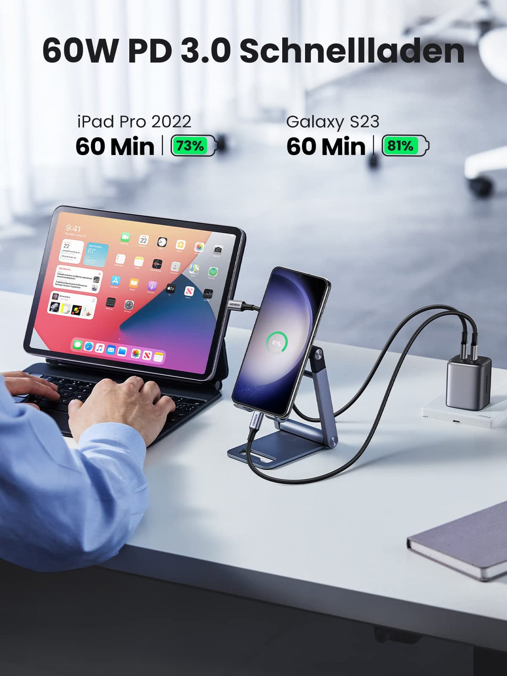 UGREEN USB C auf USB C Kabel 2 Stück 60W PD 3.0 PPS USB C Ladekabel