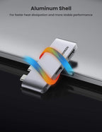 UGREEN USB-C Hub (4K@30Hz, 5Gbps, 5-in-1) verfügt als docking station über ein Aluminiumgehäuse für bessere Wärmeableitung und stabilere Leistung.