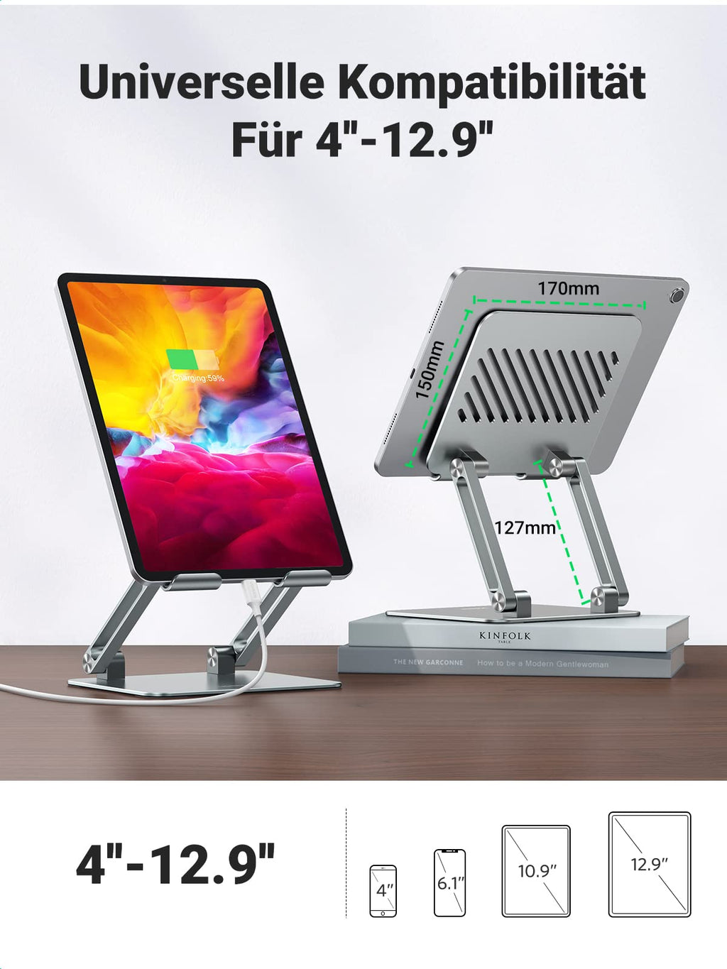 UGREEN Tablet Ständer, Verstellbare Tablet Halterung