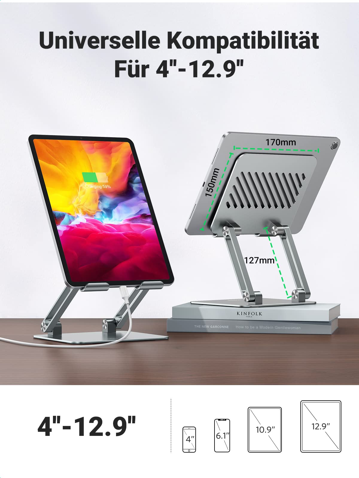 UGREEN Tablet Ständer, Verstellbare Tablet Halterung