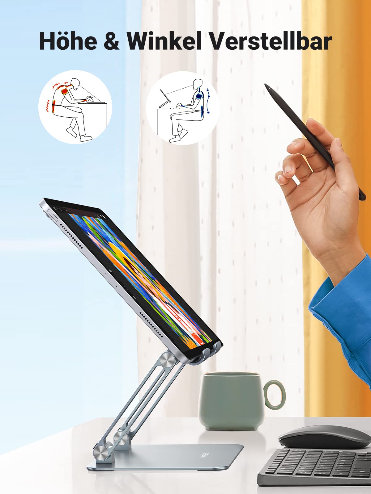 UGREEN Tablet Ständer, Verstellbare Tablet Halterung
