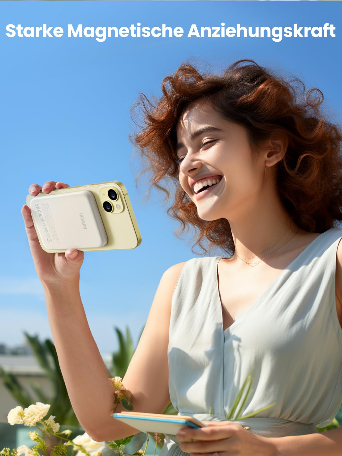 UGREEN Kabellose Magnetische Powerbank 5000mAh bietet als powerbank eine starke magsafe-Magnetkraft für sicheren Halt während des kabellosen Ladens.