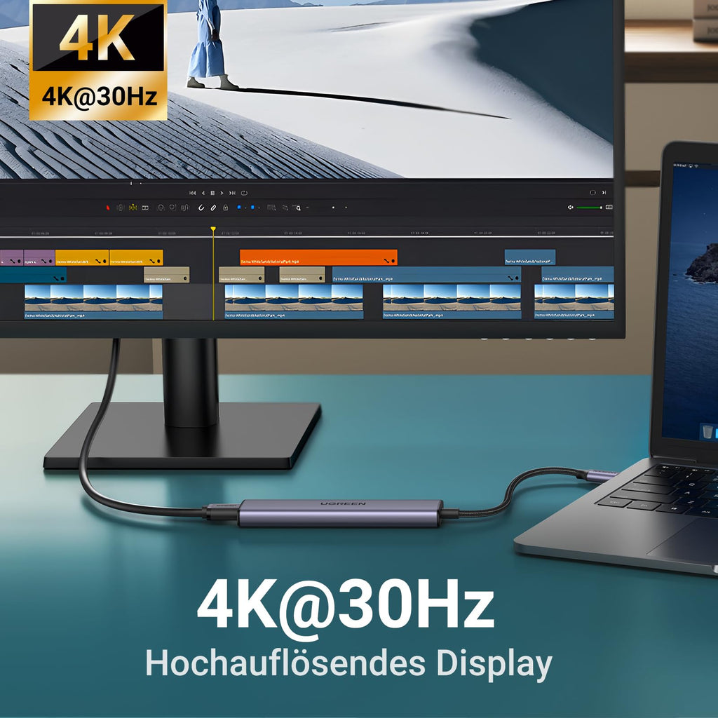 UGREEN Revodok PD 100 W 4K HDMI USB-C Hub, 4K@30Hz Hochauflosendes Display