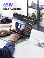 UGREEN 65 W USB-C Schnellladegerät mit 3-Ports, 65W Max Ausgang