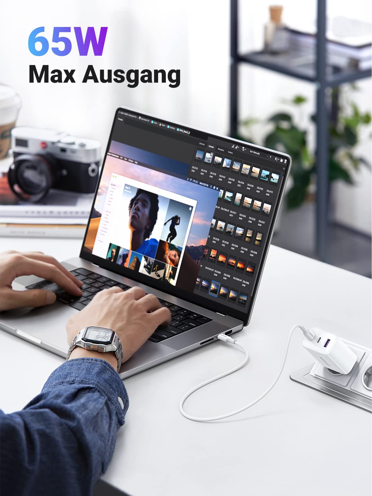 UGREEN 65 W USB-C Schnellladegerät mit 3-Ports, 65W Max Ausgang