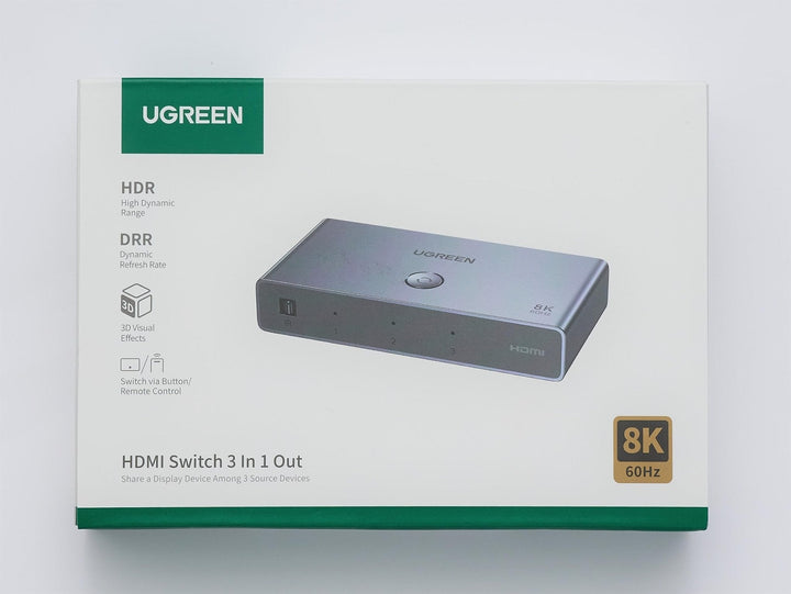 UGREEN Switch HDMI 2.1 8K 60Hz Commutateur HDMI 4K 120Hz 3 Entrées à 1 Sortie 1080P Dolby Vision Atmos HDR 3D Haute Vitesse 48Gbps Compatible avec PC PS5 PS4 Xbox One 360 DVD TV Box Projecteur