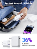 UGREEN 65 W USB-C Schnellladegerät mit 3-Ports, Perfekt Kompakte Gribe