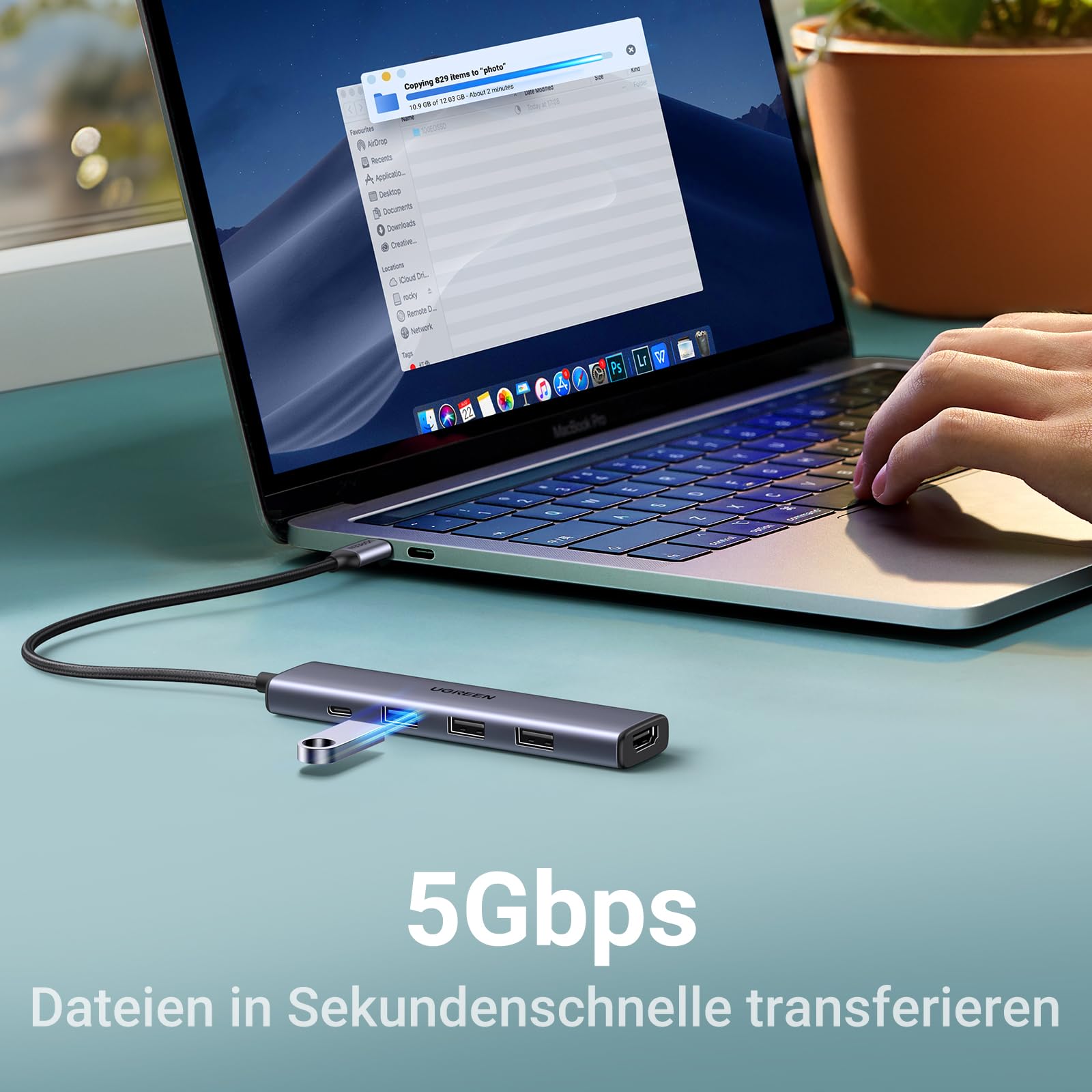 UGREEN Revodok PD 100 W 4K HDMI USB-C Hub, 5Gbps Dateien in Sekundenschnelle trsnaferieren